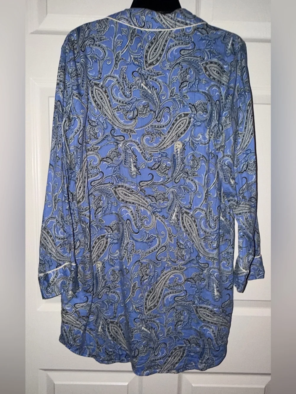 Lauren Ralph Lauren Blue Paisley Nightshirt Button Front Sleep Shirt L